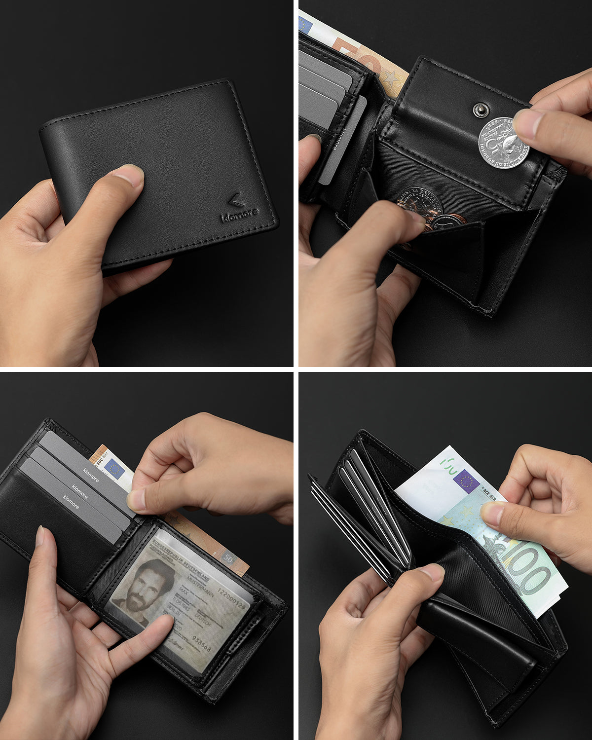 Klomore Wallet with Coin Pocket for Men